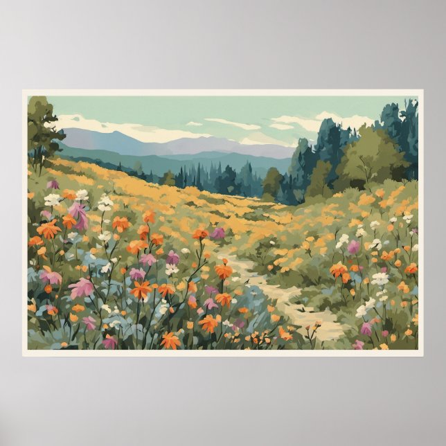 Wildblume Feldgebirge Naturlandschaft Poster (Vorne)