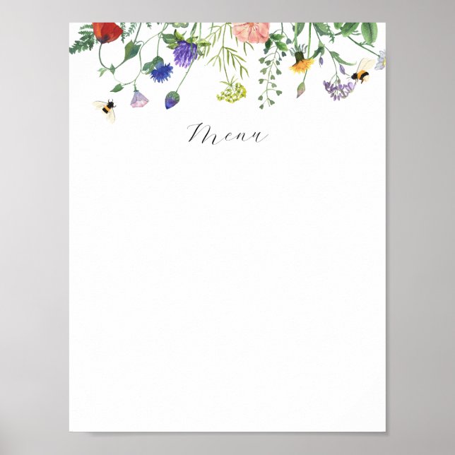 Wildblume-Feldmenü-Zeichen Poster (Vorne)