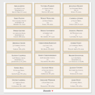 Wildblume Fern Beige Gold Wedding Guest Address Aufkleber