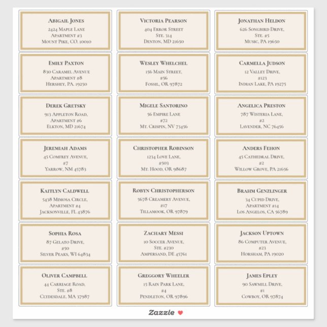 Wildblume Fern Beige Gold Wedding Guest Address Aufkleber (Blatt)