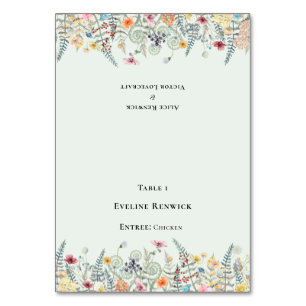 Wildblume Fern Minze Menü Folbare Platzkarte Tischnummer