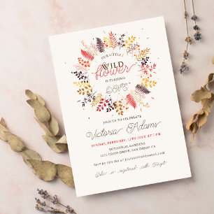 Wildblume Fern Mushroom Foliage Geburtstag Einladung