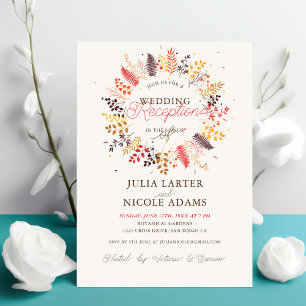 Wildblume Fern Mushroom Foliage Hochzeitsempfang Einladung