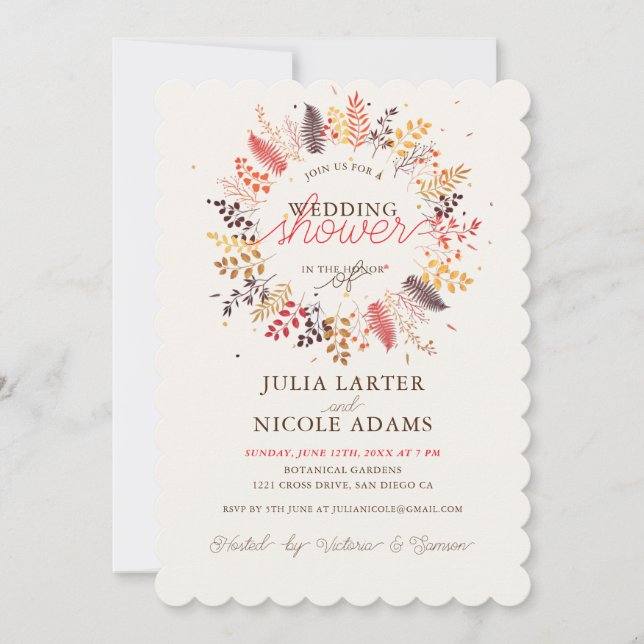 Wildblume Fern Mushroom Foliage Polterabend Einladung (Vorderseite)