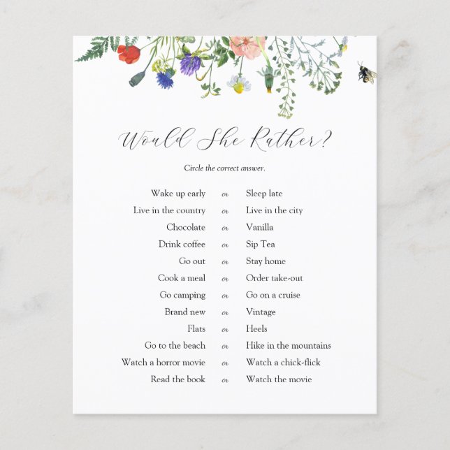 Wildblume Fields und Bienen würden sie eher spiele (Vorderseite)