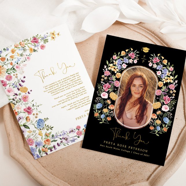 Wildblume Fiesta Abschluss Foto Dankeskarte (Von Creator hochgeladen)