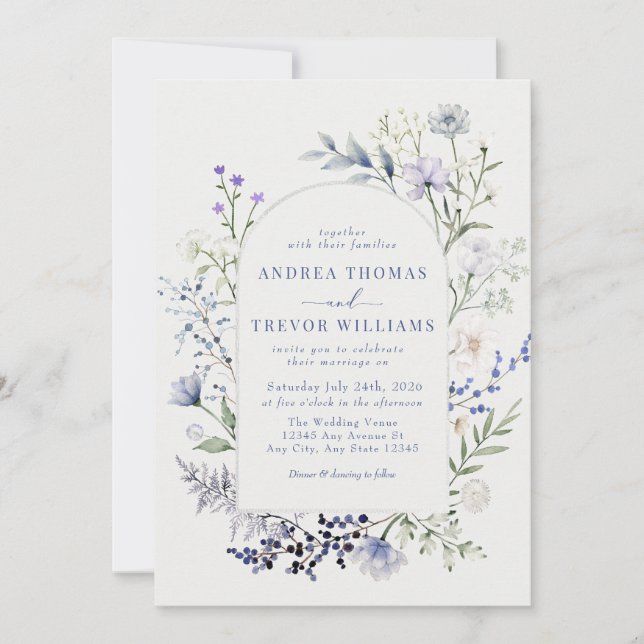 Wildblume Flora Hochzeit Einladungen für Wasserfar (Vorderseite)