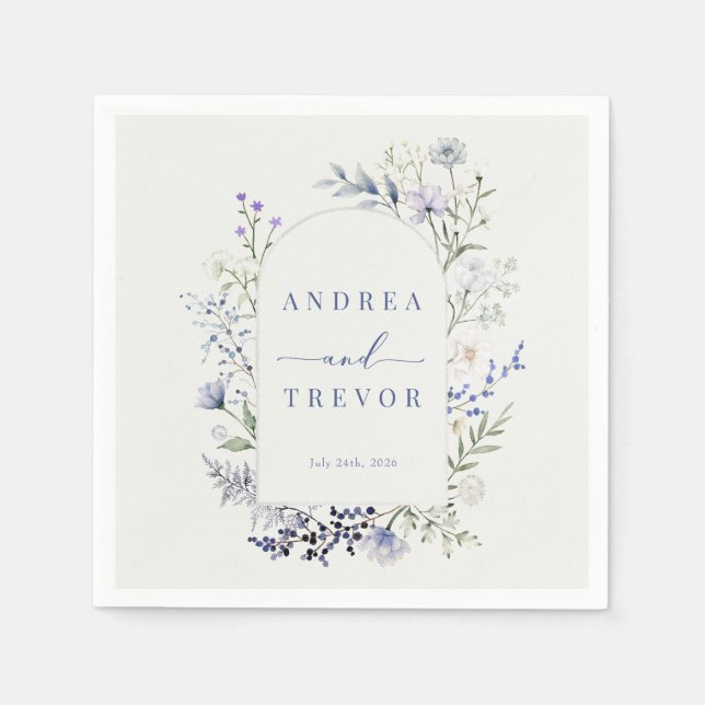 Wildblume Flora Hochzeit Einladungen für Wasserfar Serviette (Vorderseite)