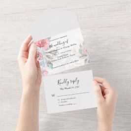 Wildblume Flora Rose Hochzeit All In One Einladung