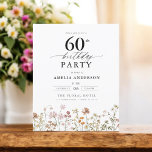 Wildblume Floral 60. Geburtstag Einladung<br><div class="desc">Feiern Sie stilvoll mit einer Blumenkalligraphie aus dem 60. Jahrhundert, perfekt für einen Meilenstein-Event. Mit lebendigen Blumenmotiven und eleganter Kalligraphie Set diese Einladung einen skurrilen und dennoch raffinierten Ton für Ihre Feier. Das üppige Gartenthema verbindet natürliche Schönheit mit anmutiger Typografie und schafft einen zeitlosen und einladenden Look. Ideal für Ansammlungen...</div>