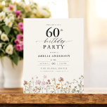 Wildblume Floral 60. Geburtstag Einladung<br><div class="desc">Feiern Sie stilvoll mit einer Blumenkalligraphie aus dem 60. Jahrhundert, perfekt für einen Meilenstein-Event. Mit lebendigen Blumenmotiven und eleganter Kalligraphie Set diese Einladung einen skurrilen und dennoch raffinierten Ton für Ihre Feier. Das üppige Gartenthema verbindet natürliche Schönheit mit anmutiger Typografie und schafft einen zeitlosen und einladenden Look. Ideal für Ansammlungen...</div>