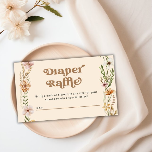 Wildblume Floral Baby Duschdusche Windelwanne Begleitkarte (Wildflower Floral Baby Shower Diaper Raffle Enclosure Card)