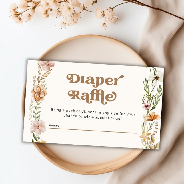 Wildblume Floral Baby Duschdusche Windelwanne Begleitkarte (Wildflower Floral Baby Shower Diaper Raffle Enclosure Card)