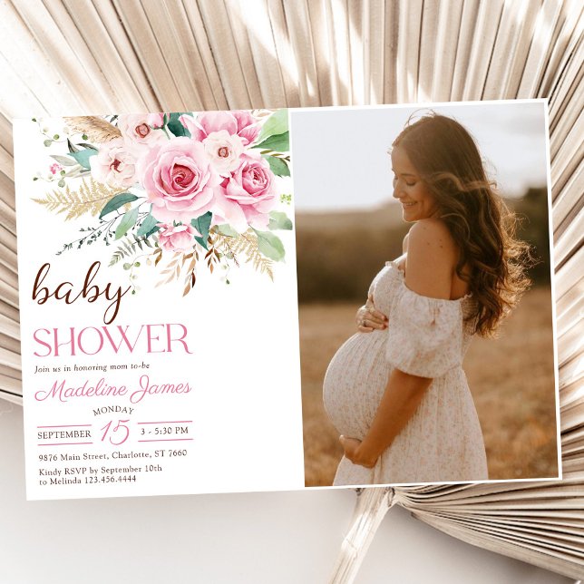 Wildblume Floral Baby Dusche Foto Einladung (Von Creator hochgeladen)