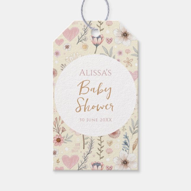 Wildblume Floral Baby Dusche Gefallen Geschenkanhänger (Vorderseite)
