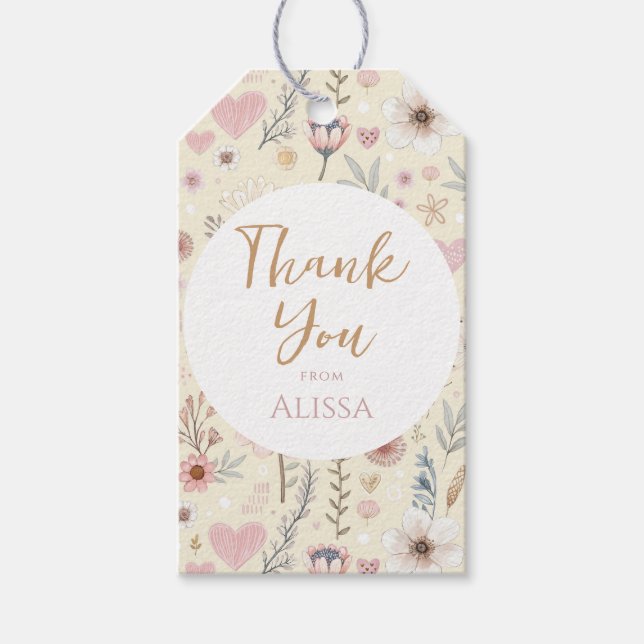 Wildblume Floral Baby Dusche Gefallen Geschenkanhänger (Vorderseite)
