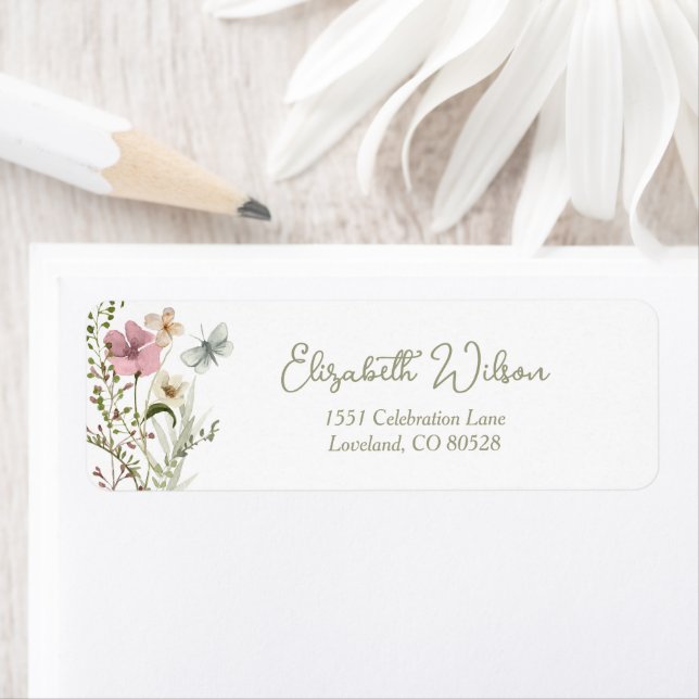 Wildblume Floral Baby Dusche Rücksendeadresse (Insitu)