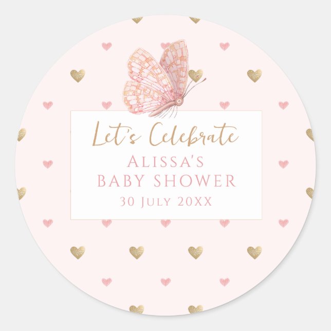 Wildblume Floral Baby Dusche Runder Aufkleber (Vorderseite)