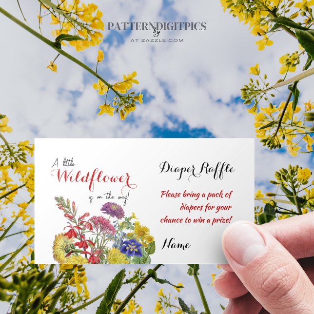 Wildblume Floral Baby Duschkabine Windeln Raffle G Visitenkarte (Von Creator hochgeladen)