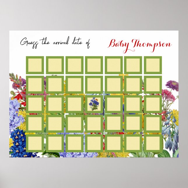 Wildblume Floral Baby in Bloom Guess Game Dusche Poster (Vorne)