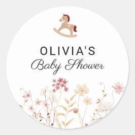 Wildblume Floral Boho Baby Shower Geschenk Mailer Runder Aufkleber