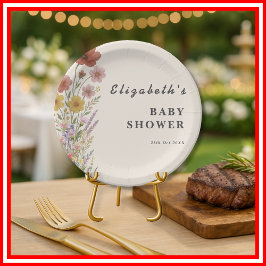 Wildblume Floral Boho Babydusche Pappteller