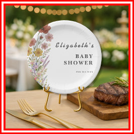Wildblume Floral Boho Babydusche Pappteller