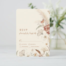 Wildblume Floral BOHO Creme RSVP Karte