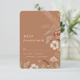 Wildblume Floral BOHO Terracotta Rust Wedding RSVP Karte