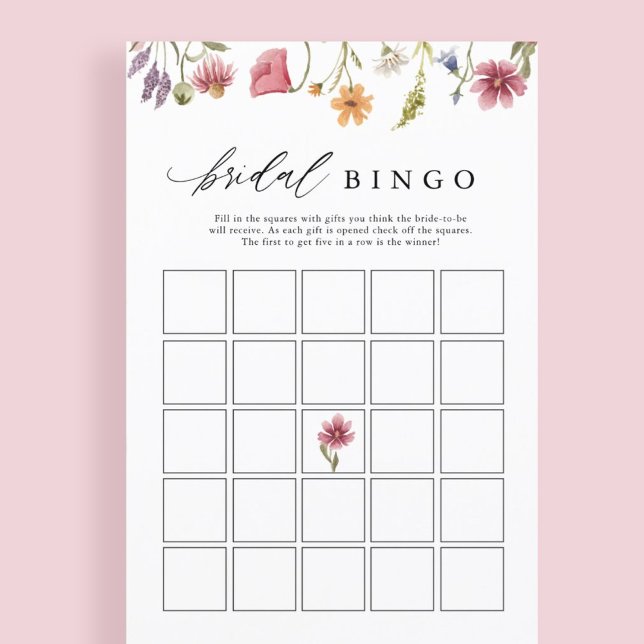 Wildblume Floral Brautparty Bingo Game Cards (Von Creator hochgeladen)