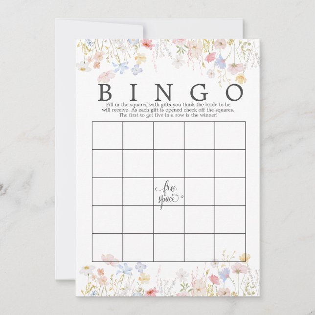 Wildblume Floral Brautparty Bingo Game Dusche Einladung (Vorderseite)
