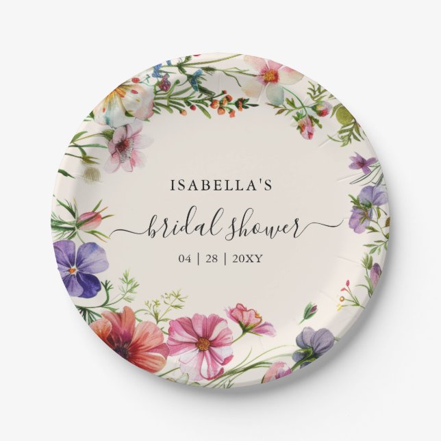 Wildblume Floral Brautparty Pappteller (Vorderseite)