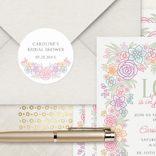 Wildblume Floral Brautparty Runder Aufkleber