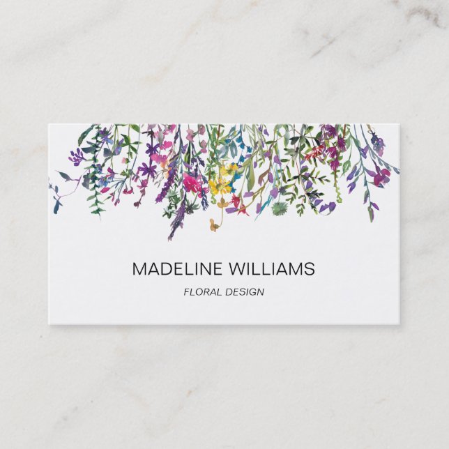Wildblume Floral Design QR Code Business Card Visitenkarte (Vorderseite)