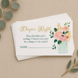 Wildblume Floral Diaper Raffel Ticket Begleitkarte