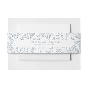 Wildblume Floral Dusty Blue Wedding Einladungsbanderole