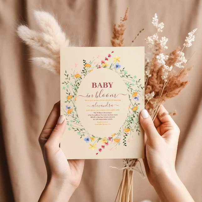 Wildblume Floral Frame Babydusche Einladung (Von Creator hochgeladen)
