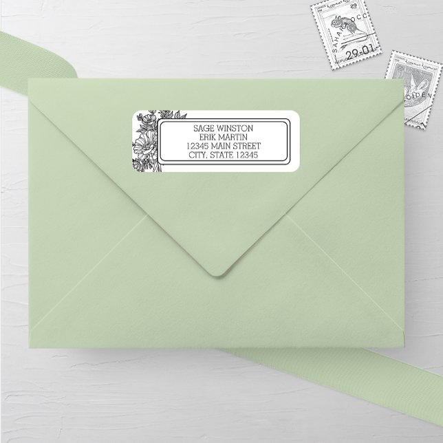 Wildblume Floral Frame Wedding Address Label (Von Creator hochgeladen)