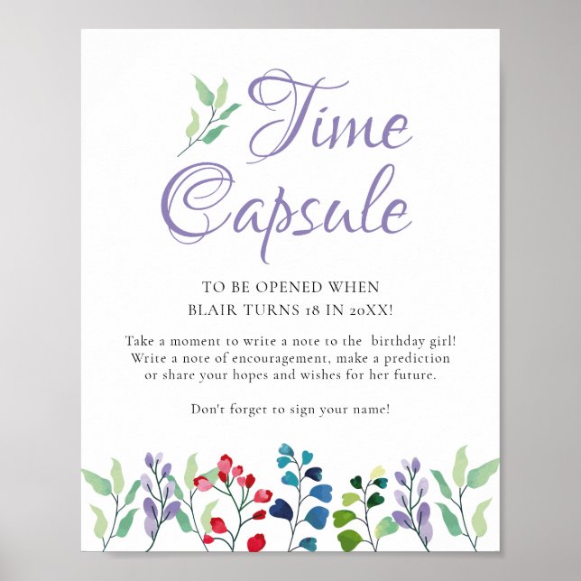 Wildblume Floral Geburtstag Zeit Kapselspiel Poster (Vorne)