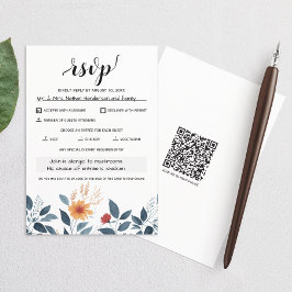 Wildblume Floral Moderner QR-Code RSVP Karte