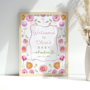 Wildblume Floral Niedlich Baby Dusche Willkommen Poster