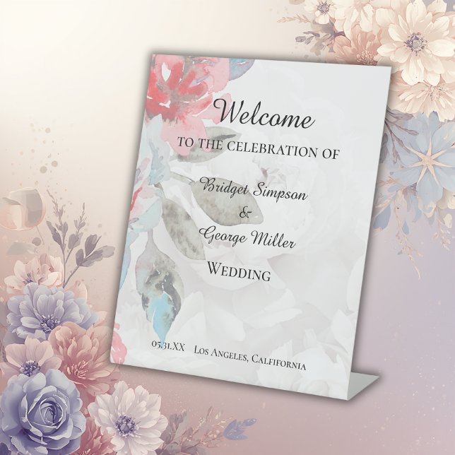 Wildblume Floral Rose Hochzeitsempfang Sockelschild (Von Creator hochgeladen)