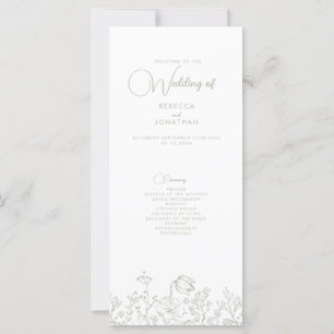 Wildblume Floral Sage Green Wedding Programm