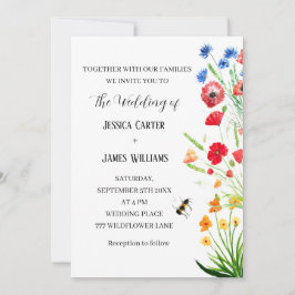 Wildblume Floral Watercolor Boho Rustikale Hochzei Einladung