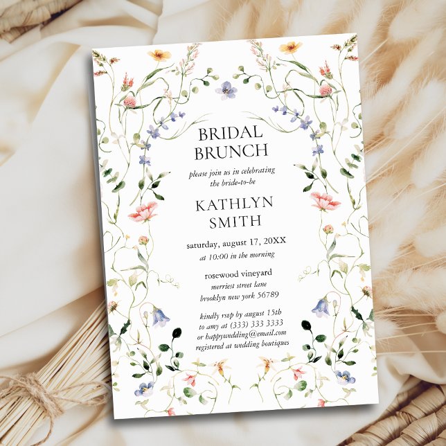 Wildblume Floral Wreath Garden Bridal Brunch Einladung (Von Creator hochgeladen)