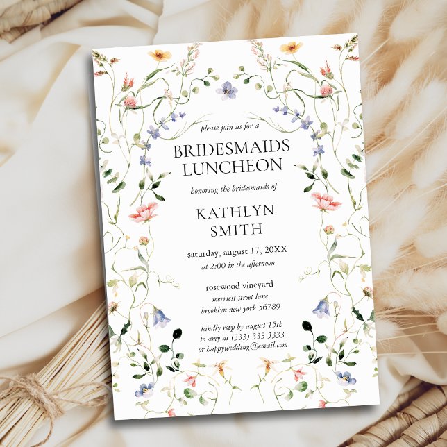 Wildblume Floral Wreath Garden Bridesmais Mittages Einladung (Von Creator hochgeladen)