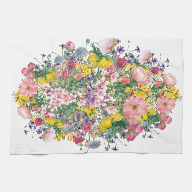 Wildblume floraler Akzent-Kernstil Geschirrtuch (Horizontal)