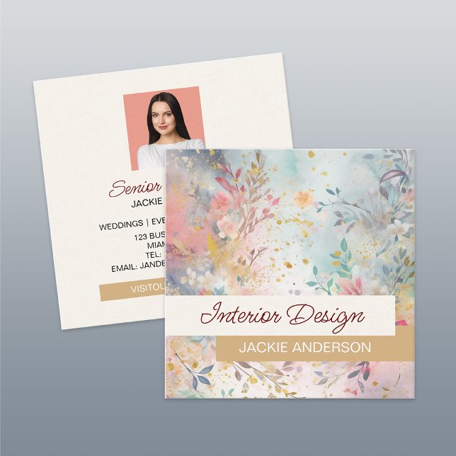 Wildblume Foliage Multicolor Quadratische Visitenkarte (Von Creator hochgeladen)