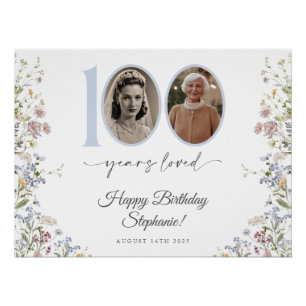 Wildblume Foto 100. Geburtstag Begrüßungszeichen Poster