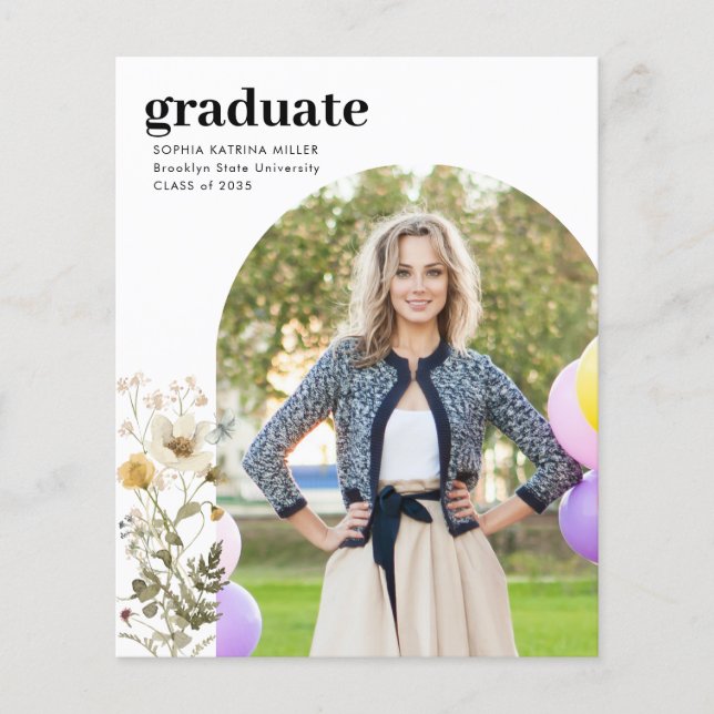 Wildblume Foto Abschluss Ankündigung (Vorderseite)